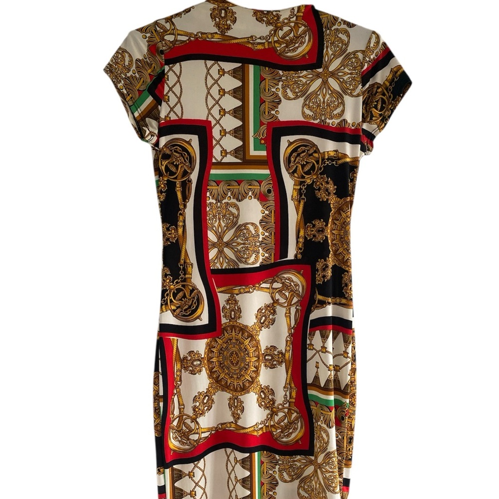 Lightweight Stretchy Gold and Black Patterned Dress